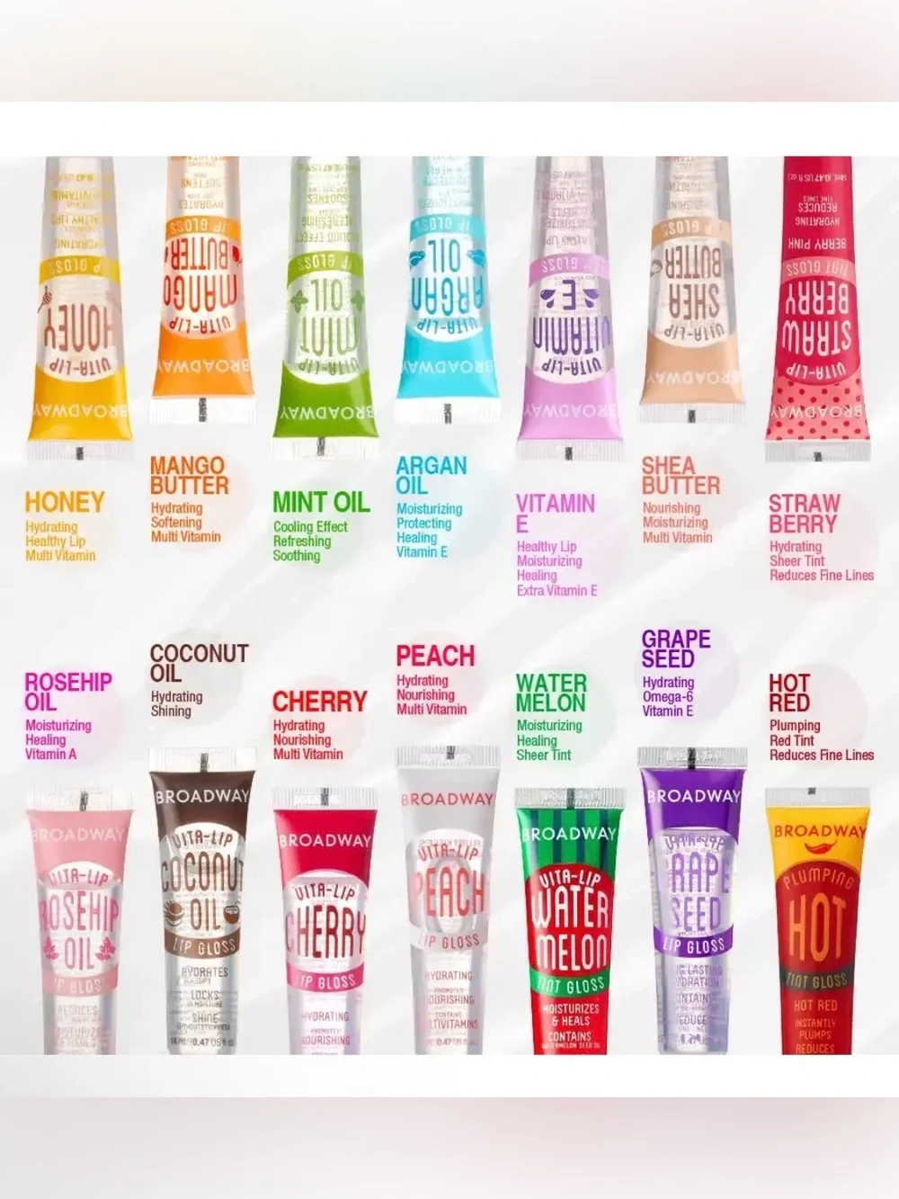 20 pack Broadway Vita-Lip Best Collection Lip Gloss — Assorted